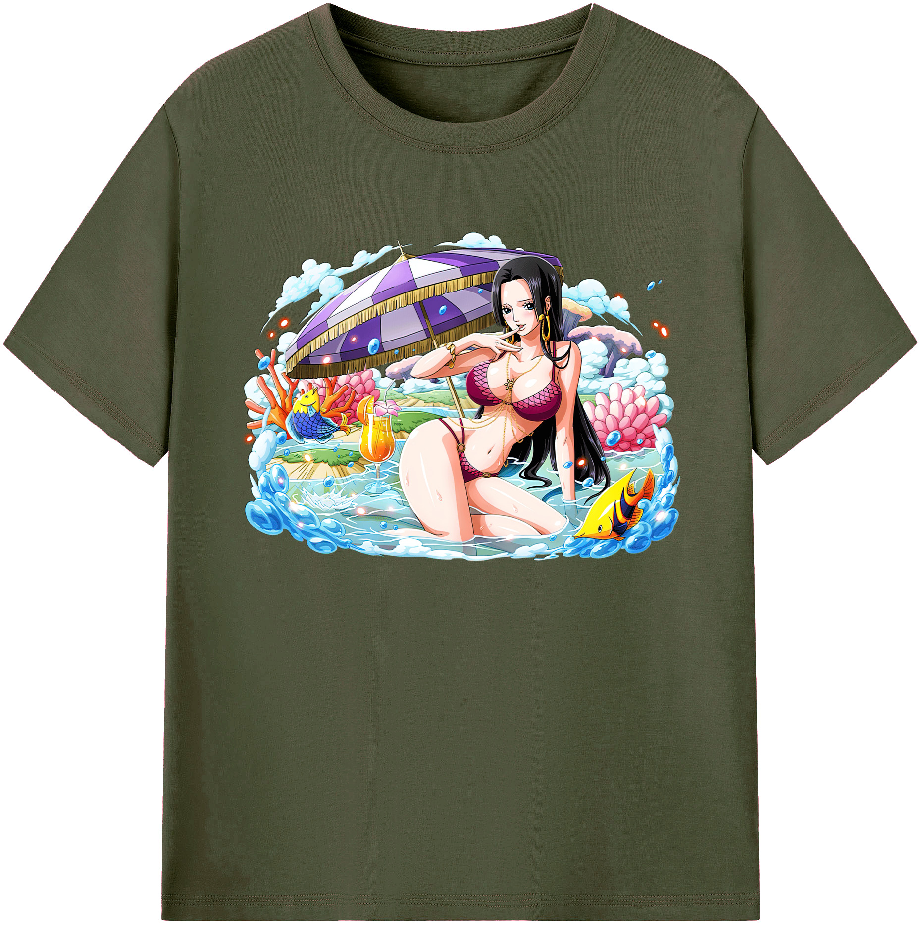 ワンピース ボア・ハンコック ONE PIECE Boa·Hancock 綿100％ メンズ半袖Tシャツ｜肌触りやわらか＆通気性